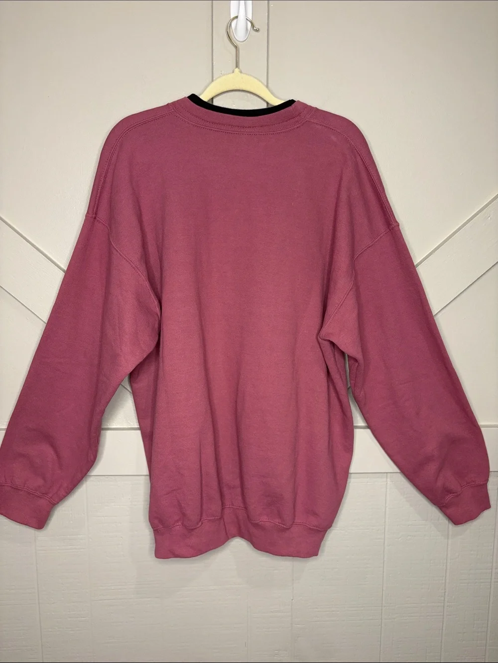 VTG 90s Top Stitch by Morning Sun Black Cat Velvet Pearl Collar Sweatshirt Pink